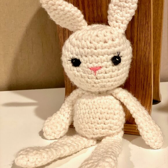 Vintage Handmade Crochet Bunny Plush Doll 12" Tall - Adorable Gift Idea - Picture 6 of 7